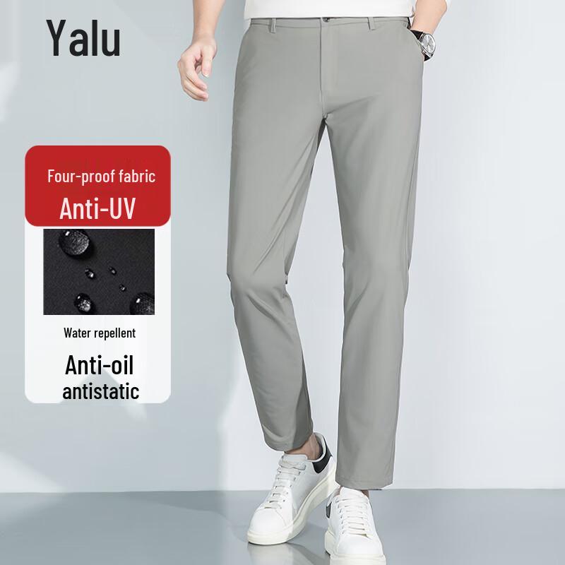 

Yalu Men s Ice Silk 4-Proof Straight-Leg Casual Pants 32