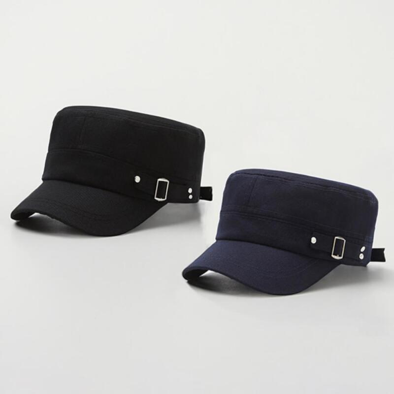 Men s and Women s Buckle Strap Simple Hat C7764_Black