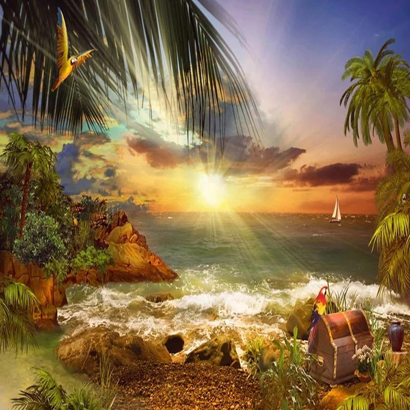 3d Mural Island Beach Seascape Wall Painting Living Room Bedroom Wallpaper Home Decor
