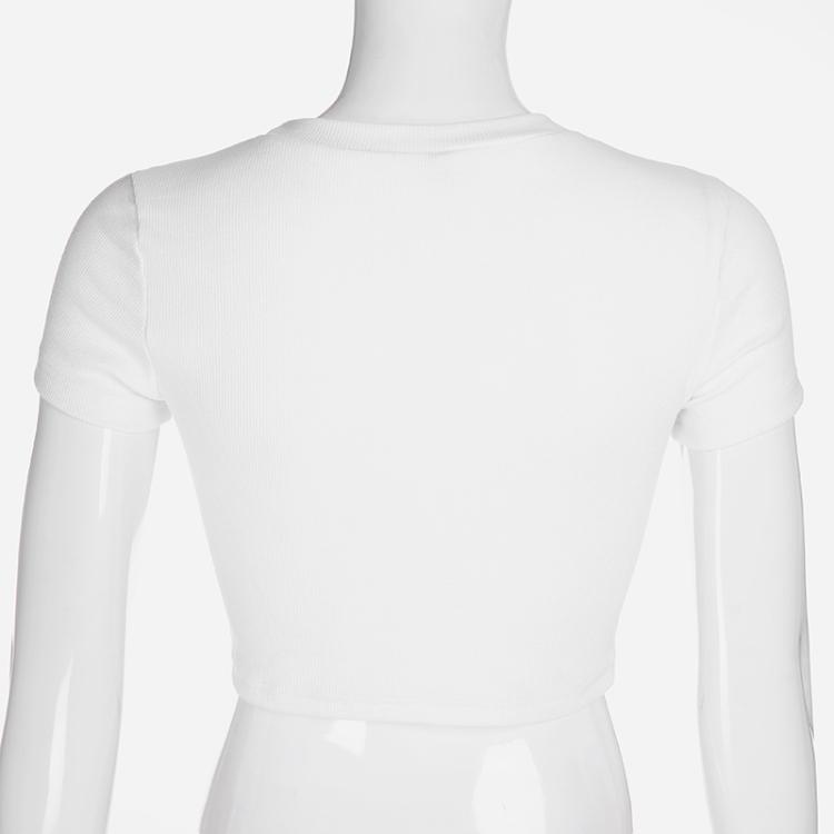 White Chinese Character Dragon Print T Shirt Women Bodycon Casual T-Shirt Femme Streetwear Tops