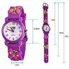Toddler Kids Children Girls Boys Watch, 3D Cute Cartoon Silicone Band Wristwatch Time Teacher Gift for Girls Boys (Purple Butterfly)