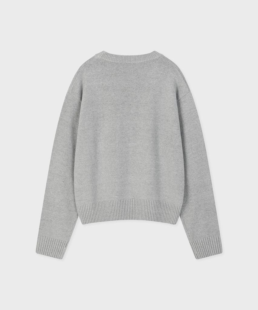 FALLETT Drawing Flower Knit Melange Gray