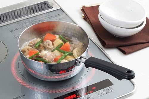 Yoshikawa Yukihira Saucepan, 18cm, Made In Japan, IH Compatible, Ajiichi Stainless Steel Yukihira Saucepan, SJ3412