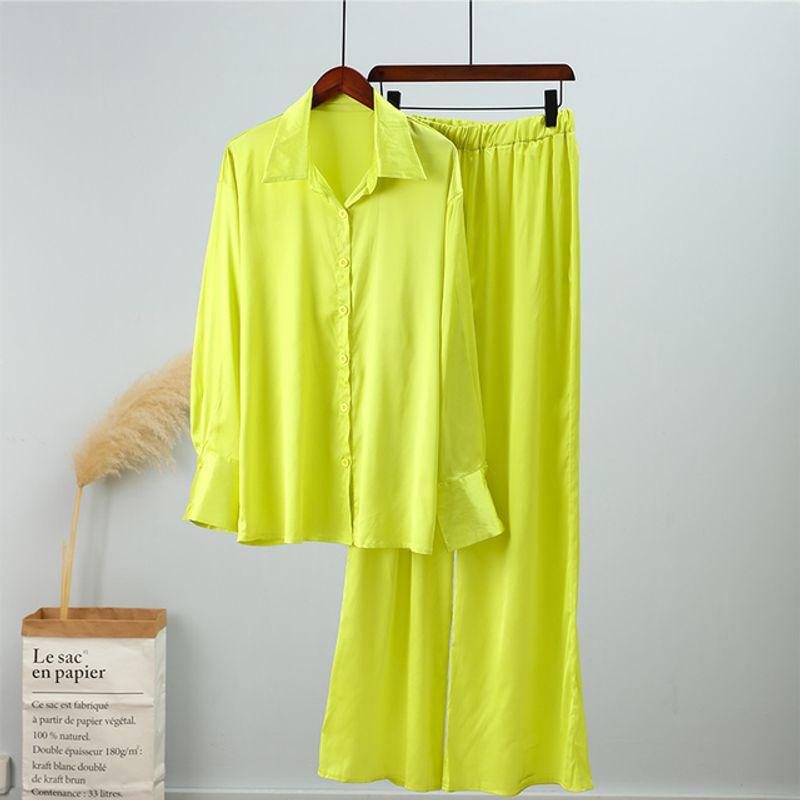 

Solid Color Buttoned Loose Casual Suit Pure Color Buckle Loose Leisure Suit 01 Yellow S