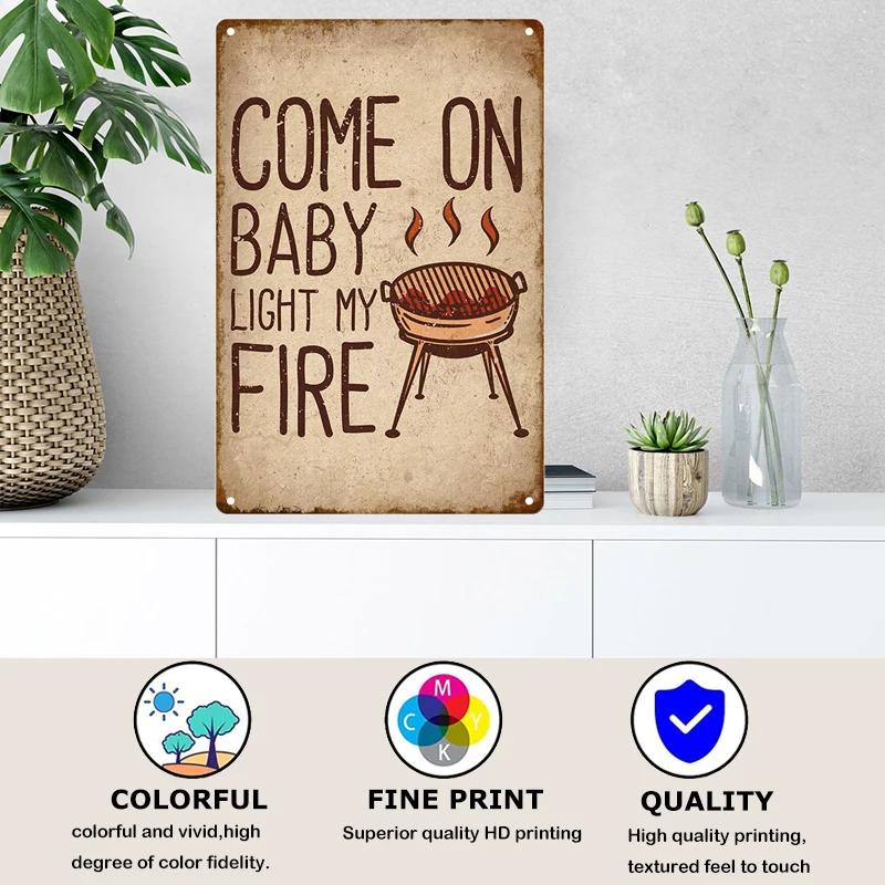 Dad's BBQ Party Metal Tin Plaque Retro Tin Signs Barbecue Rules Slogan Plate Vintage Grill Poster Yard Garden Kitchen Wall Decor