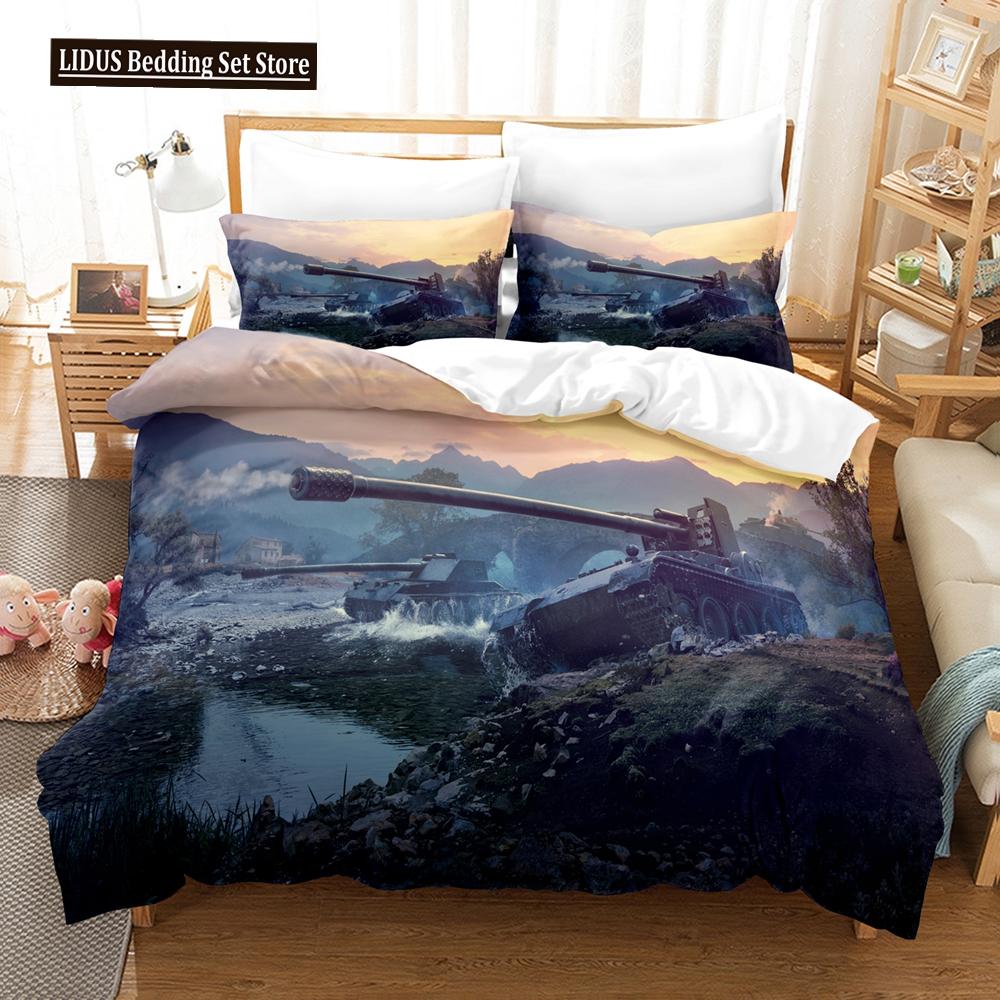 3D Tank Duvet Cover Tank Print War Military Weapon Theme For Children Teens Women Men Gifts For Bedroom Decorations Queen King