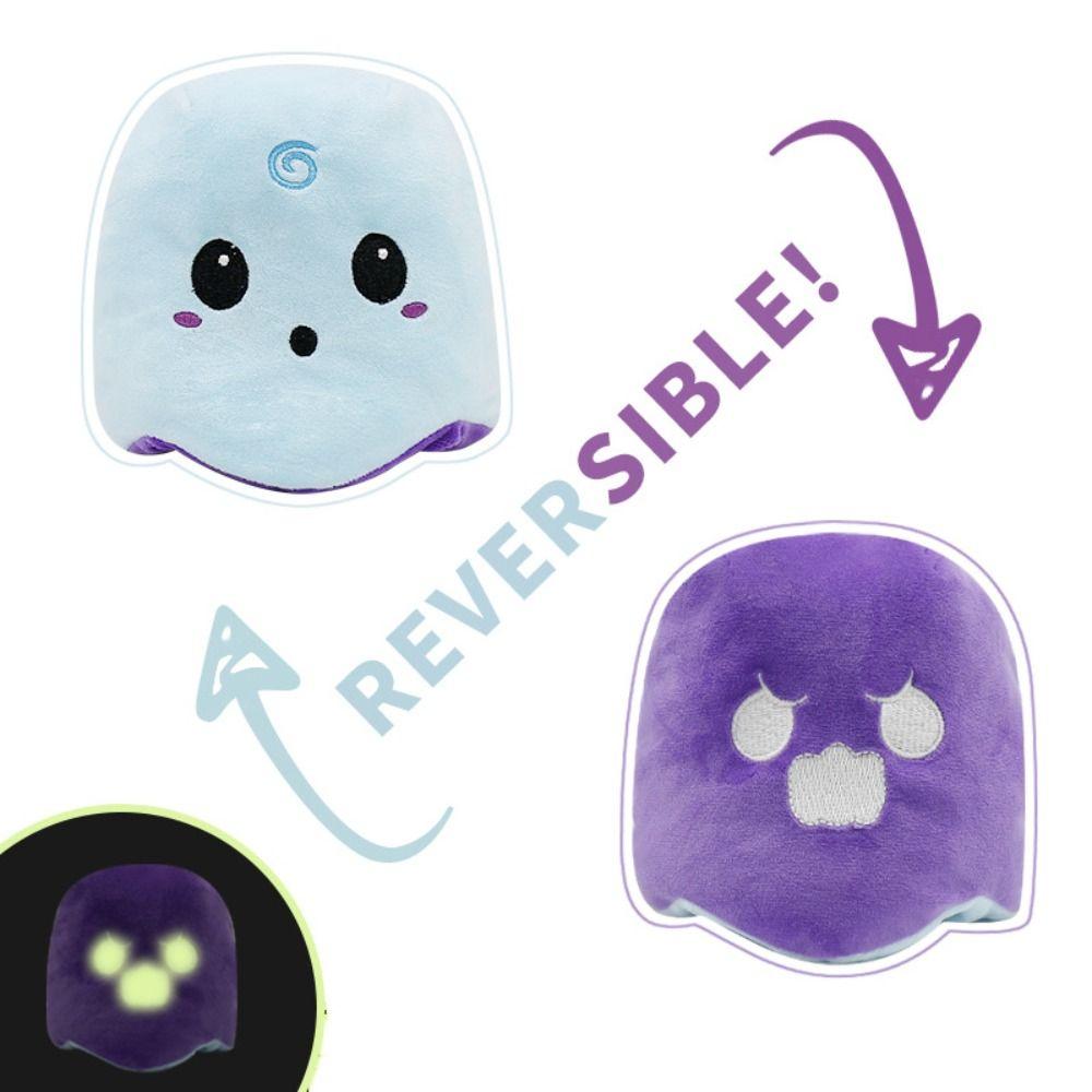Fluffy Flip Plush Animal Toy Stuffed Doll Mood Reversible Ghost Soft Toy  Halloween Gift