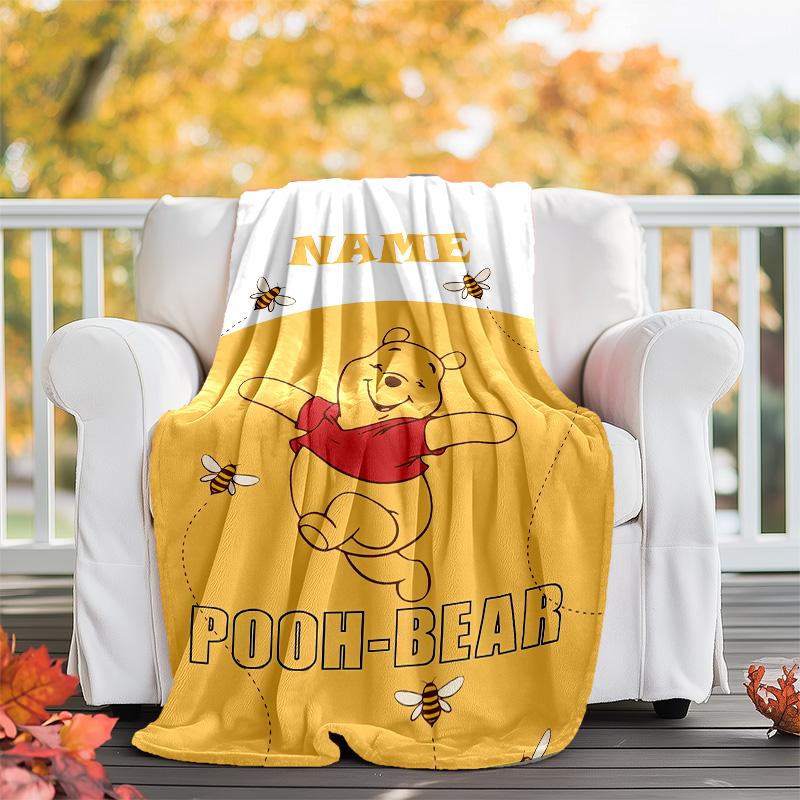 Customizable Winnie Throw Blanket – Personalized Name, All-Season Cozy Snug Blanket, Machine Washable, Personalized Blanket