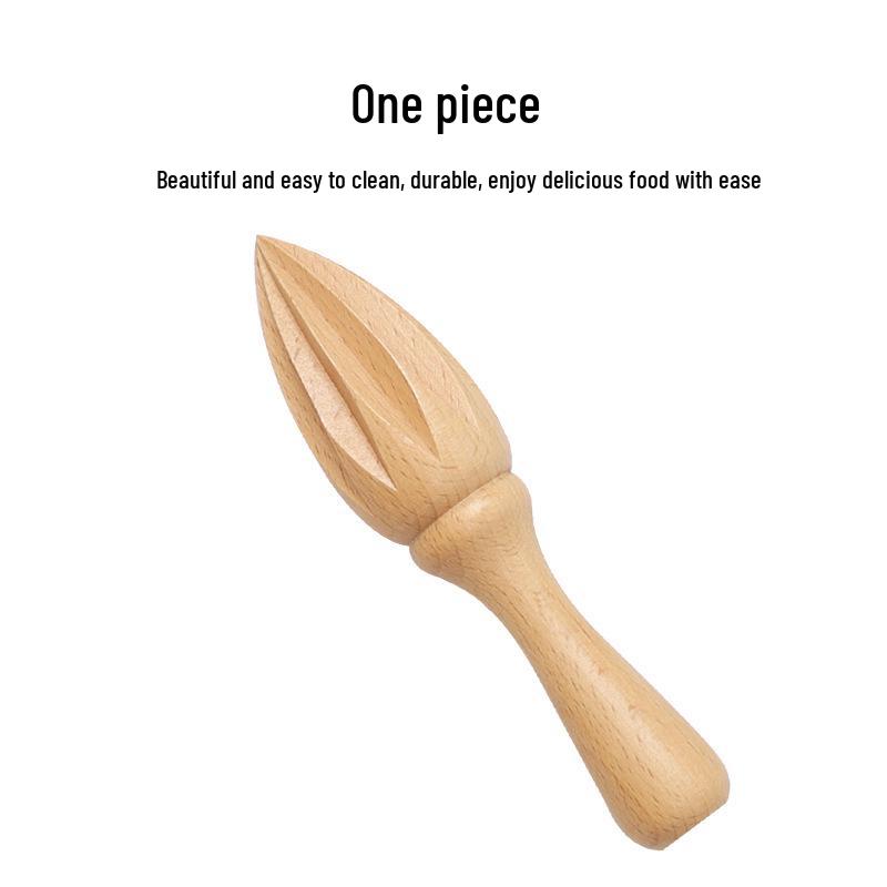 Unpainted Solid Wood Lemon Juicer - Portable Beech Cone Squeezer