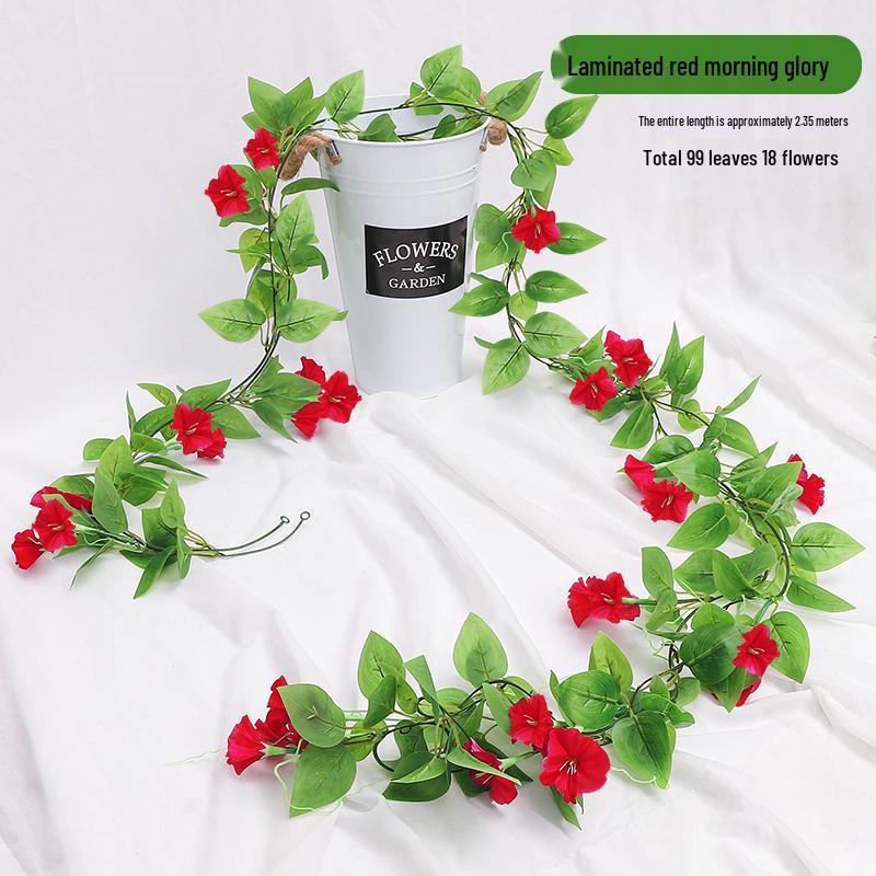 Artificial Rattan Morning Glory and Green Ivy Leaf Vine for Decoration