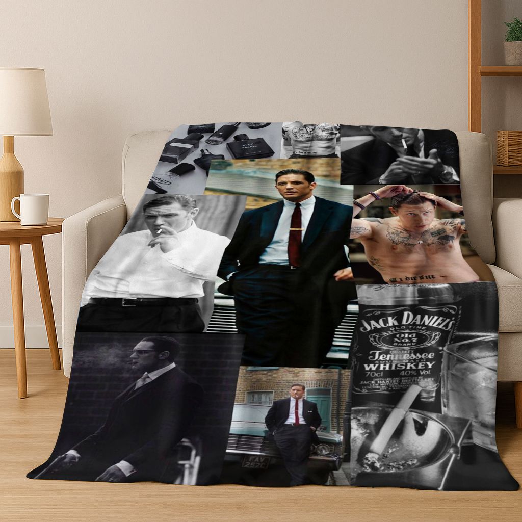 3D Tom Hardy Art Actor Star Flannel Blanket,Cozy Soft Throw Blanket for Home Bedroom Bed Sofa Picnic Office Cover Kids Gift