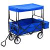 Foldable Hand Cart with Roof Steel Blue