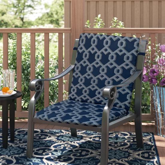 Yousheng Rocking Chair Cushion 18 Inch X 19 Inch Floral Seat Cushion with Straps Rain-Proof Fade Resistant Back Seat Cushion for Outdoor Dining Chair