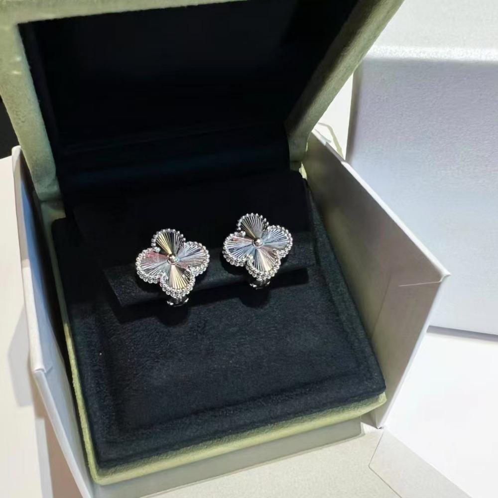 Hochwertige Glücksklee-Ohrringe für Damen 18k Roségold Schwarzer Achat Weiße Perlmutt-Ohrringe