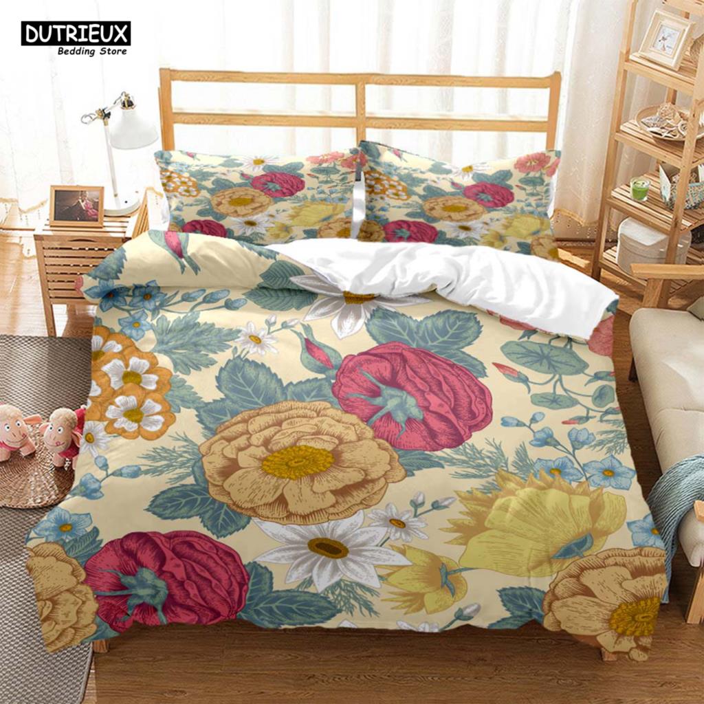 Plant Flowers Digital Print Polyester Bedding Sets Child Kids Covers Boys Duvet Cover Set For Teens Bedding Set