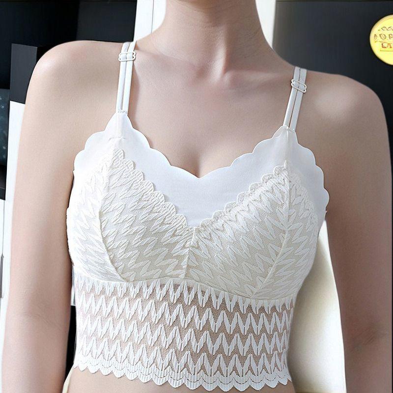 Plus Size Women's Sexy Lace Bra Thin Style with Cross-Over Design for Side Boob Control Anti-Drooping and Lifting Function