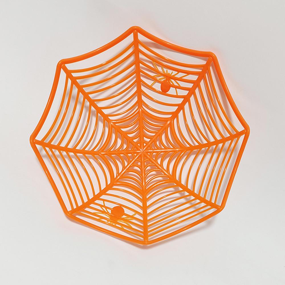 Halloween-godiskorg Svart Orange Spindelnätsskål Kex Förpackningskorg Frukttallrik Trick or Treat Dekoration Halloween