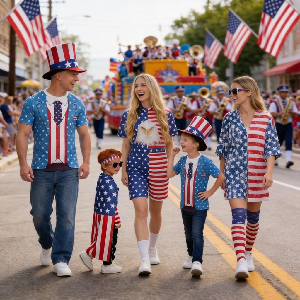 Independence Day Costume Unisex Uncle Sam Hawaiian Jumpsuit For Stage Performances