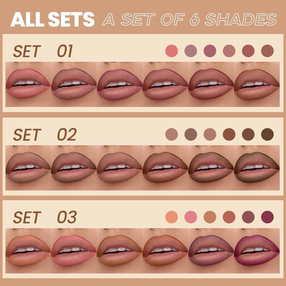 6Pcs Lipliner Pen Set Makeup Sexy Red Matte Contour Tint Lipstick Pen Waterproof Long Lasting Non-stick Cup Lip Liner Cosmetics