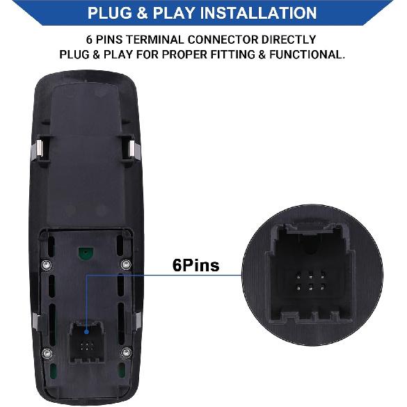 Passenger Side Power Window Switch 4602544AG Compatible With 2008-2012 Dodge Grand Caravan, Chrysler Town And Country, Jeep Liberty, Dodge Ram 1500,