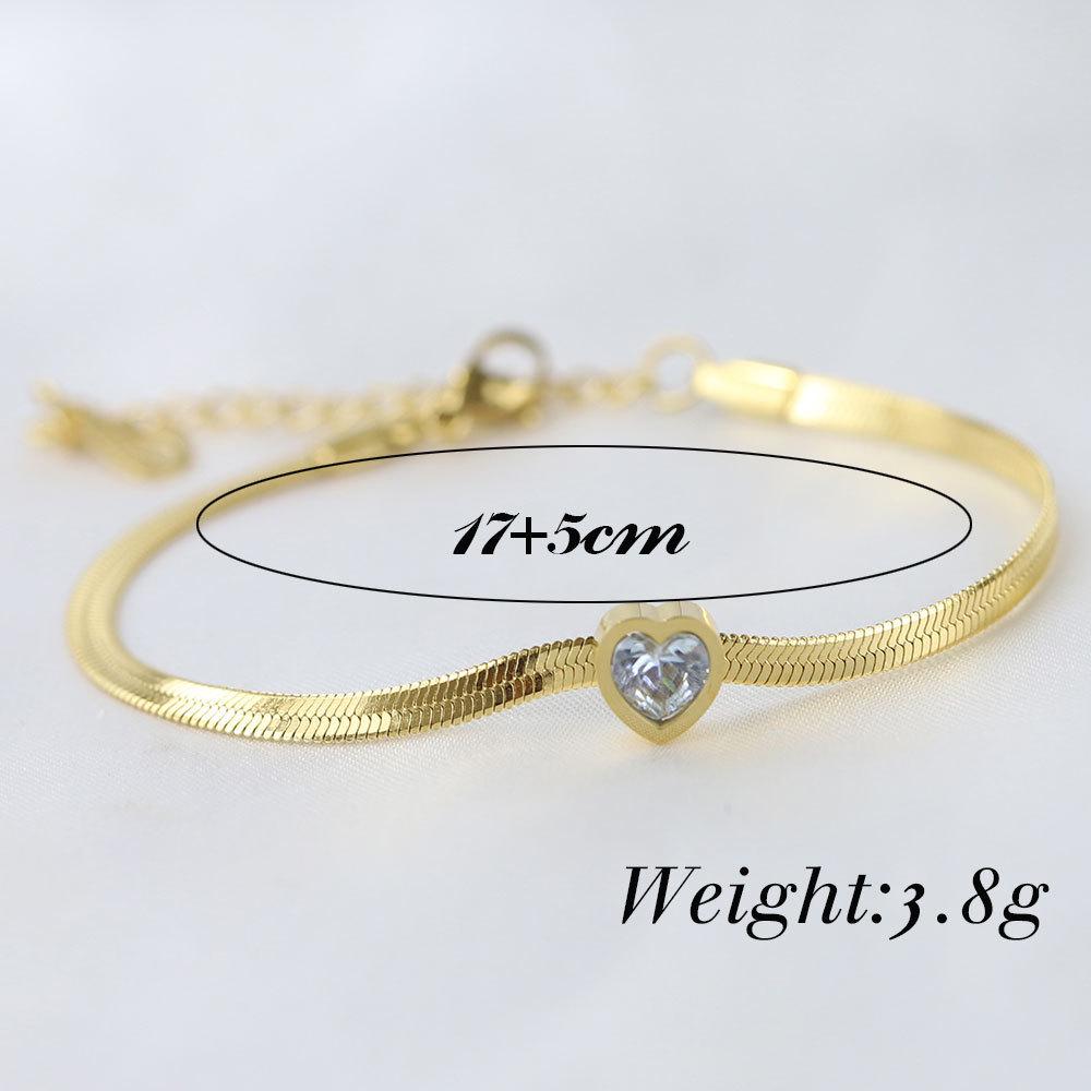 14K Goud Roestvrij Staal Hart Armband met Diamant en Zirkonia in Groen, Wit en Roze