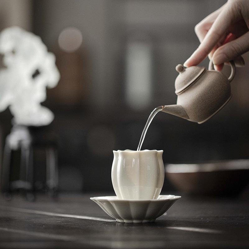 Relief Cup Coaster Plum Orchid Bamboo Chrysanthemum Pattern Ceramic Tea Coaster Heat Resistant Tea Tray Tea Ceremony Accessories