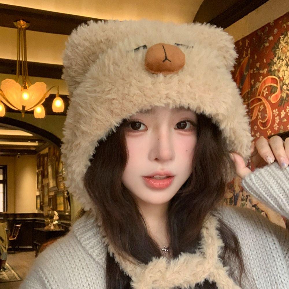 Elastic Capybara Pullover Hat Kawaii Warm Cap Sweet Woolen Hat Outdoor