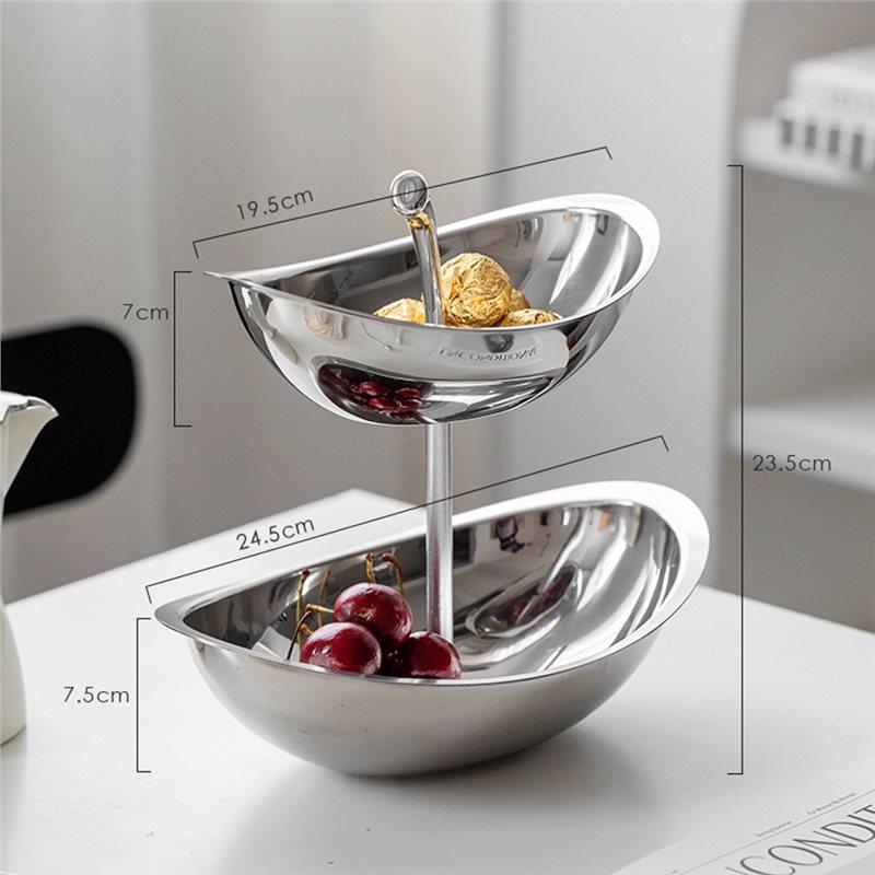 ABKY-Aihem Stainless Steel Oval Fruit Tray - Elegant Snack & Pastry Plate For Tea Table And Living Room