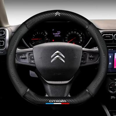 38cm Anti-slip Leather Carbon Fiber Steering Wheel Cover for Citroen C1 C2 C3 C4 C5 C6 C4L Berlingo Picasso Aircross Sega Elysee
