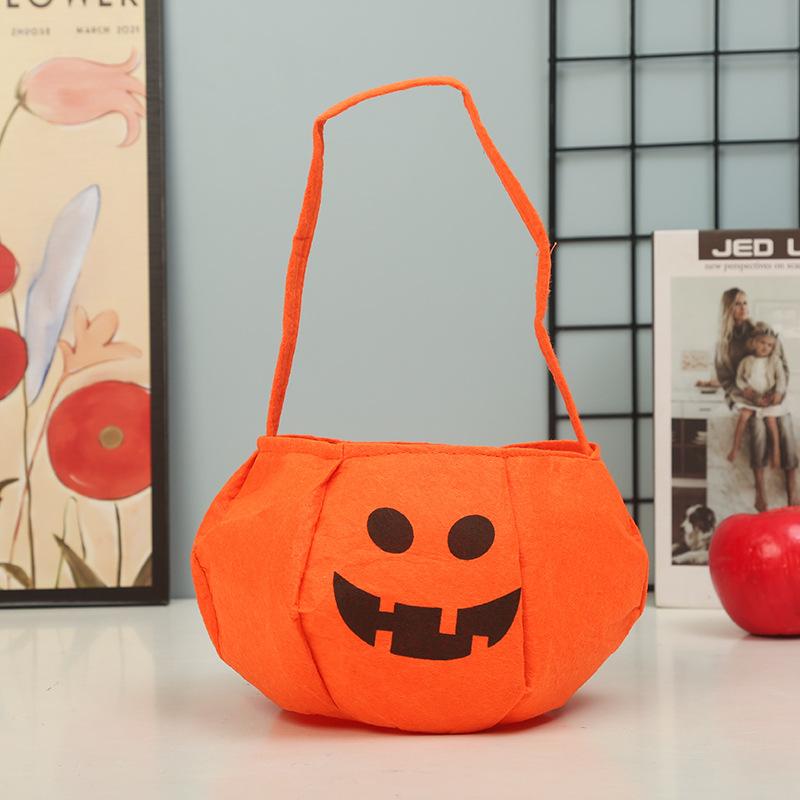 Halloween Pumpkin Candy Bags Decoration Props Portable Trick Or Treat Holder Handbag Basket Party Favor Holders For Children