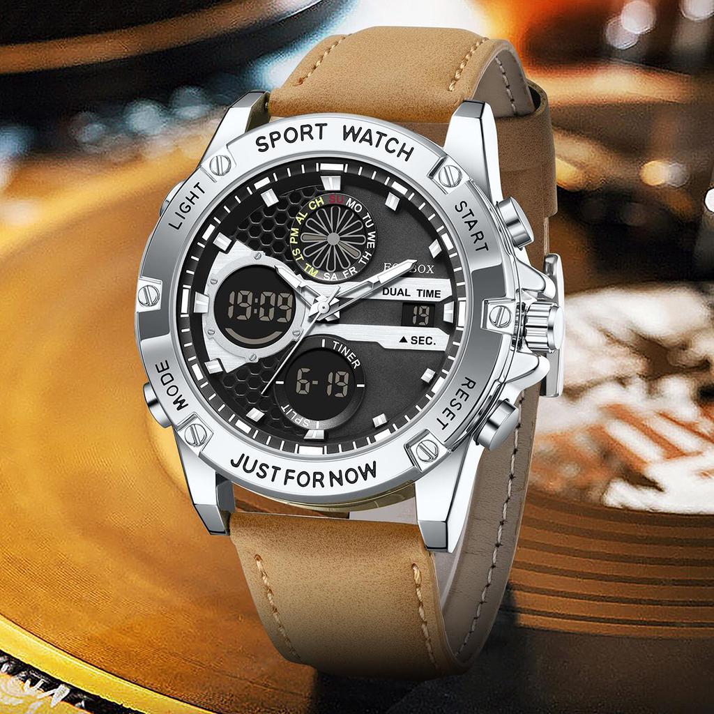 LIGE Marke FOXBOX Mode Sport Herrenuhr Freizeit LED-Anzeige Wasserdicht Herren Quarz Uhr