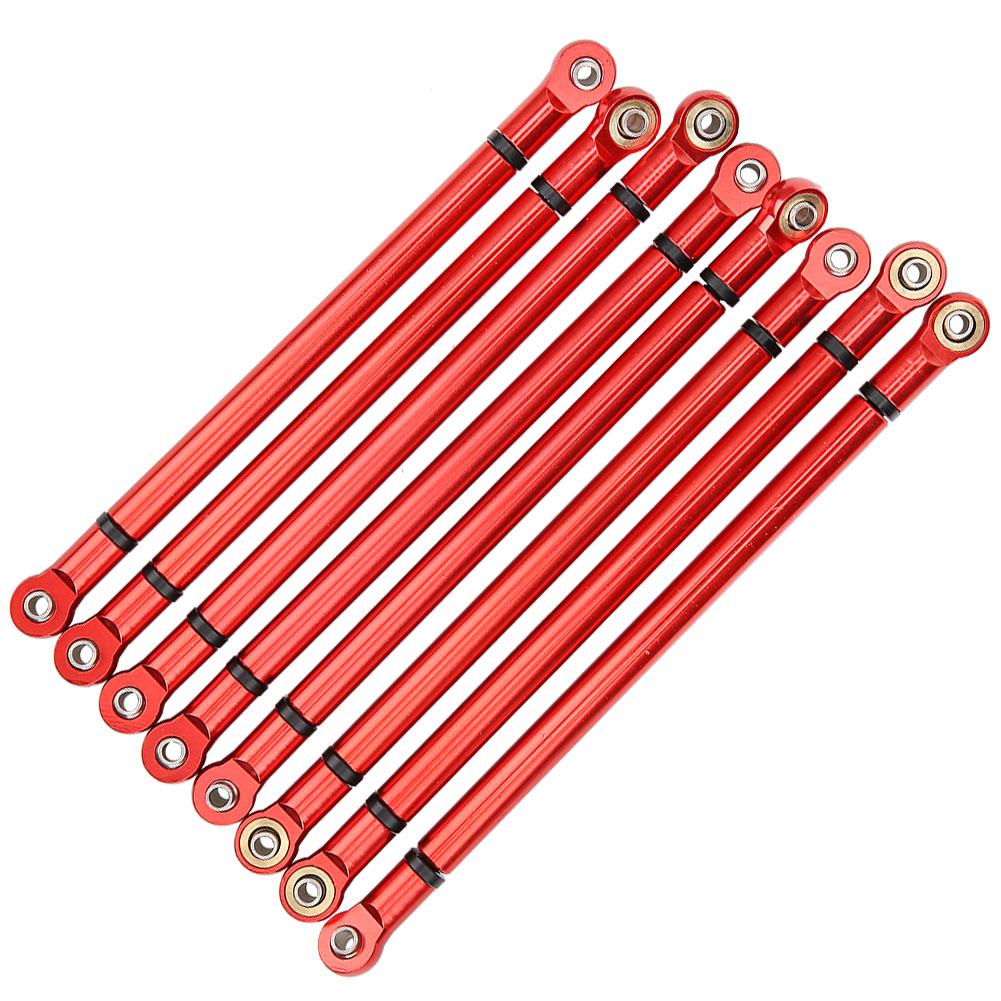 8Pcs Aluminium Alloy Link Rod for SCX10 1 10 Scale 313mm Wheelbase RC Crawler Car (Red))