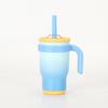 14oz Color Block Straw Cup for Kids - Stainless Steel Thermos with Handle