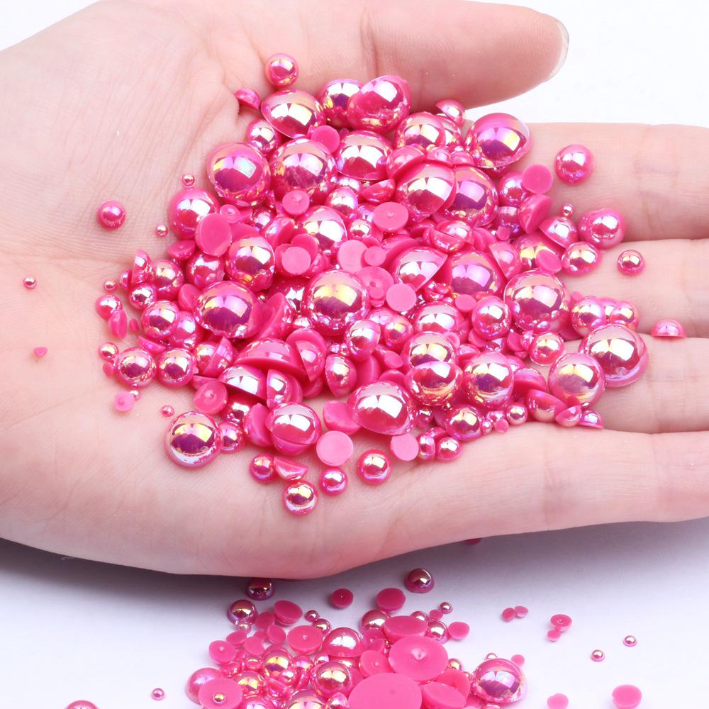 Colorful Flat-Bottomed Semi-Round ABS Imitation Pearls, 2-10mm, Mixed Sizes, 1000 Pieces for DIY Jewelry