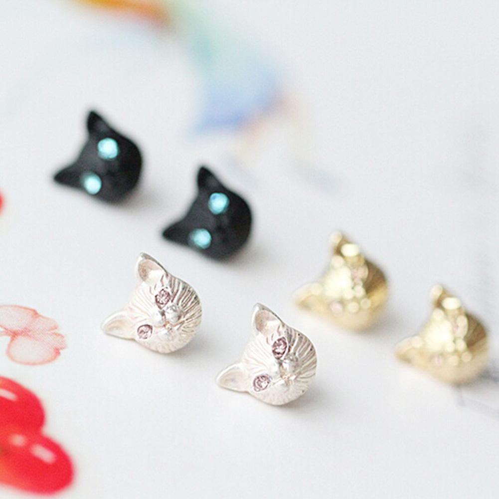 

Lovely Cat Ear Studs Fashion Design Earrings 3 Colors Cat Ear Studs Pair золотий