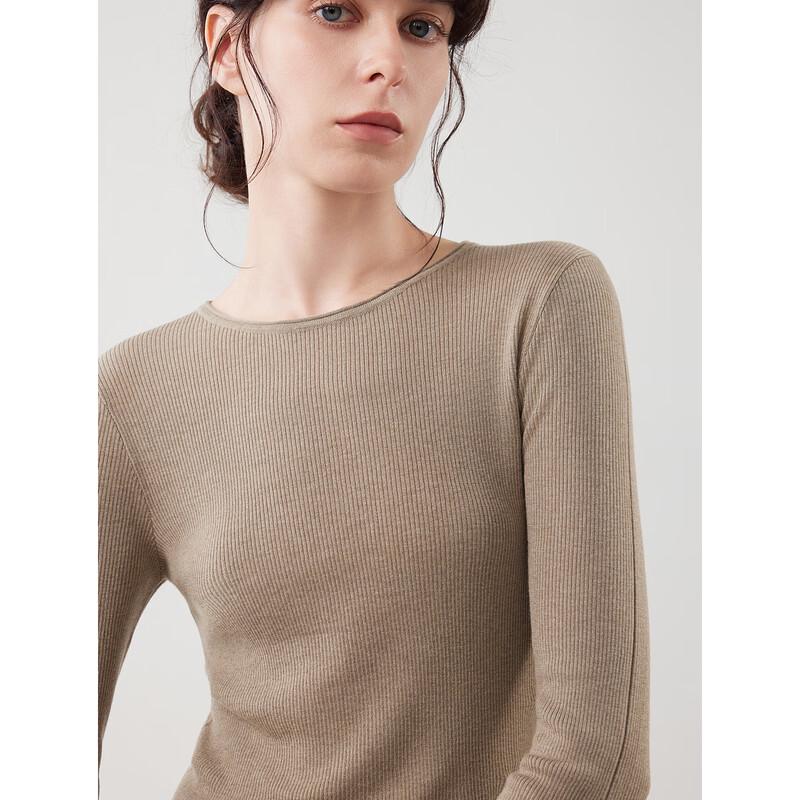 ELLE Women's French Minimalist Round Neck Knit Sweater