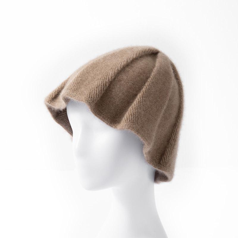 Women s 100% Pure Cashmere Thickened Knitted Bucket Hat - Warm, Fashionable for Autumn/Winter One Size верблюд