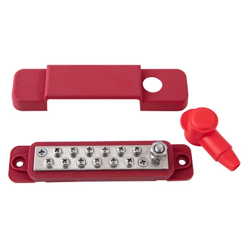 Terminal Bus Bar Ground Power Distribution Terminal Block Bus Bar with Cover for Auto Marine Car Pickup Trailer RV Boat