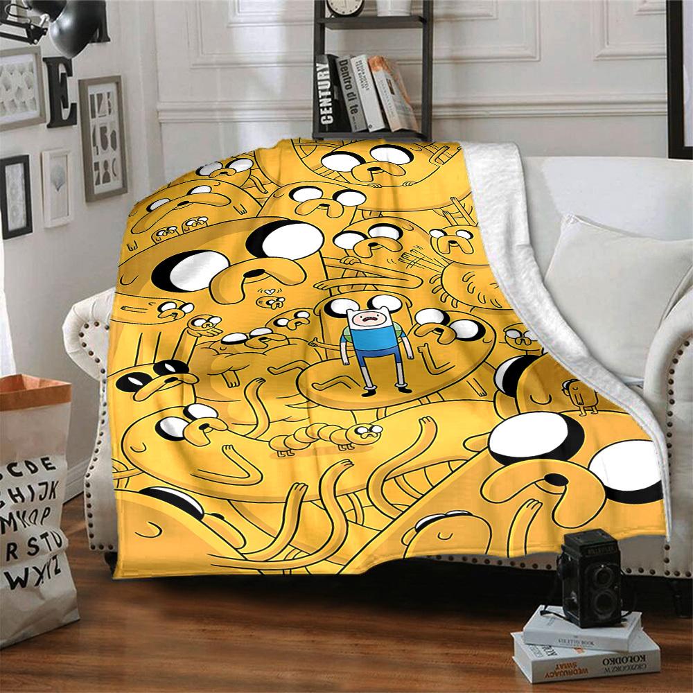 1pc Adventure Time Jake Flannel Blanket, Soft Skin Friendly with Digital Printing, Various Sizes Available for Family, Friends, Birthday