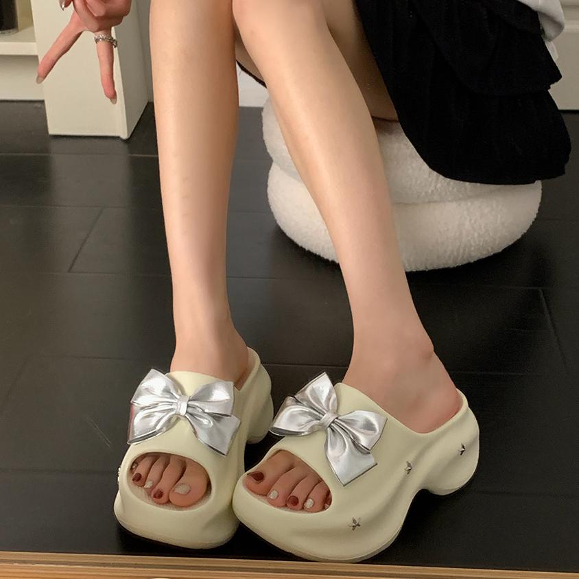 Fashion Shoes Woman 2025 Slippers Flat Shale Female Beach Luxury Slides Butterfly-Knot Platform Pantofle Sabot Designer New  Shoes Ladie