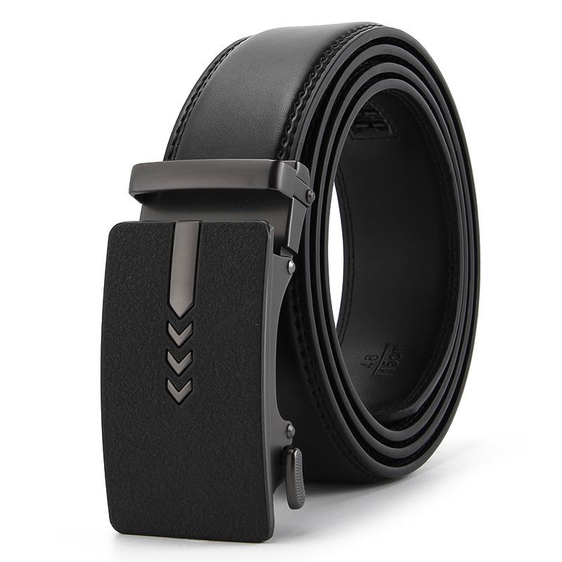 Frosted Automatic Buckle Edge Two-Layer Cowhide Belt, Business And Leisure Men'S Trendy Belt