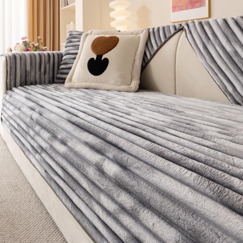 

Роскошный зимний теплый фланелевый диван-полотенце мягкий бархат секционный Г-образный диванный чехол для гостиной противоскользящий диванный чехол 90x160cm светло-серый