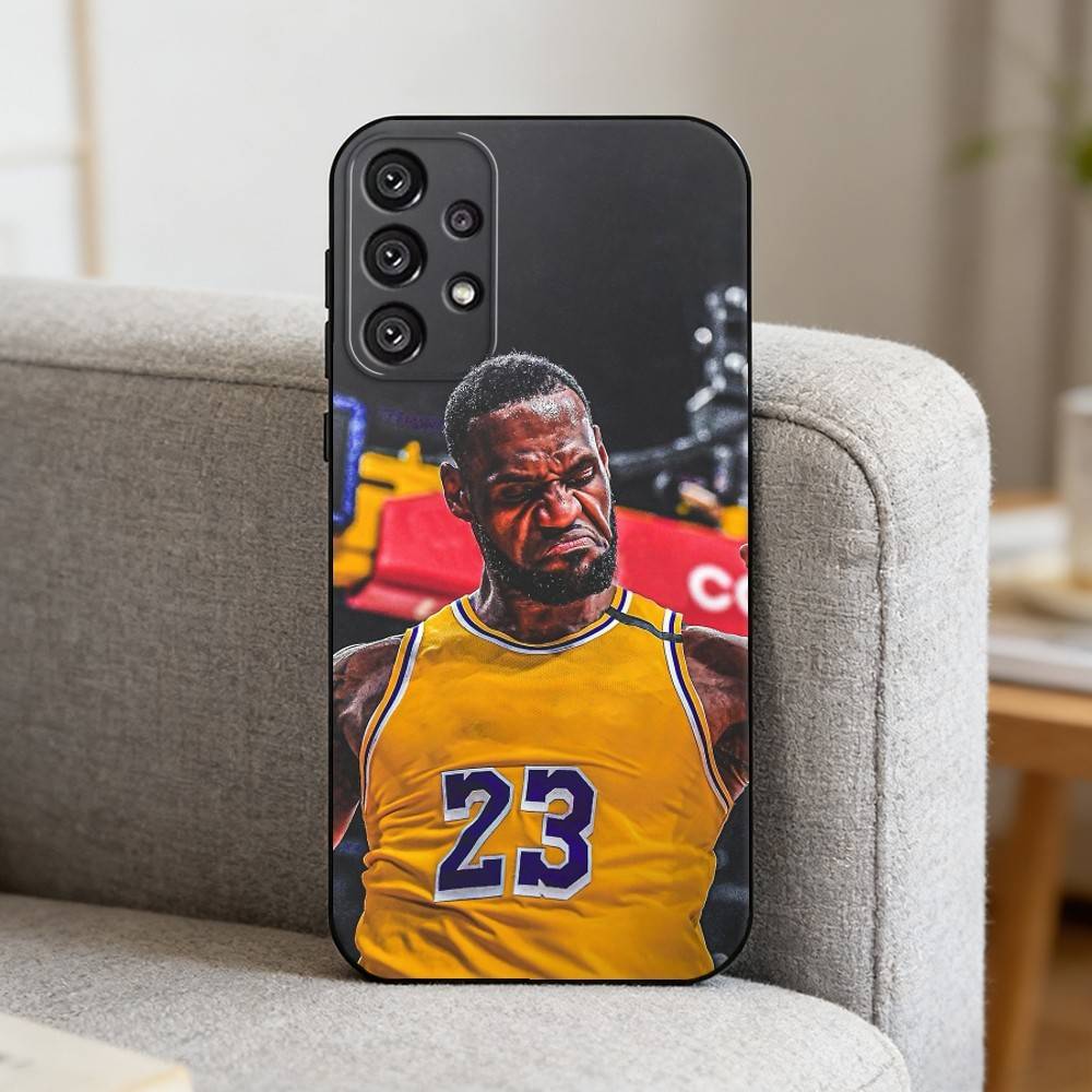 B-Basketball-Star L-LeBron James Handyhülle für Samsung S25, S24, S21, S22, S23, S30, Ultra, S20, Plus, Fe, Note, 10, 9, 5G Schwarze Hülle