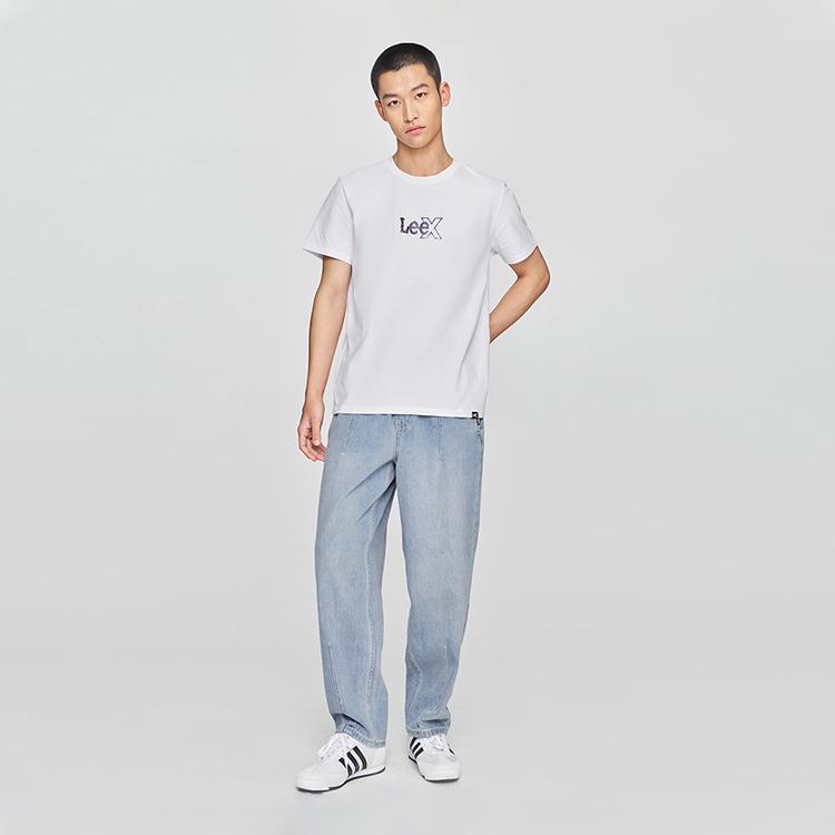 SS25 Standard Round Neck Glitter Logo Printed Casual Short Sleeve T-Shirt Men T-Shirts White LMT0098104LE00FK14000