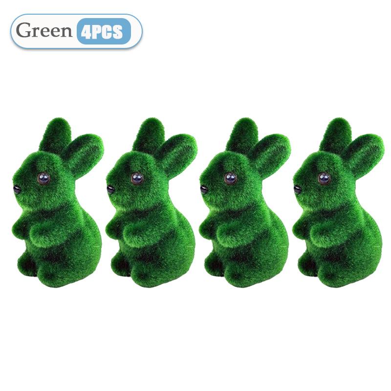 1-10PCS Easter Bunny Green Foam Flocking Realistic 3D Moss Rabbit Craft Ornament Gardening Decor  Spring Home Decoration Display