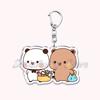 Cute Bubu Dudu Love Keychains Couple Bear Panda Acrylic Keyring for Accessories Bag Pendant Key Chain Jewelry Fans Lovers Gifts