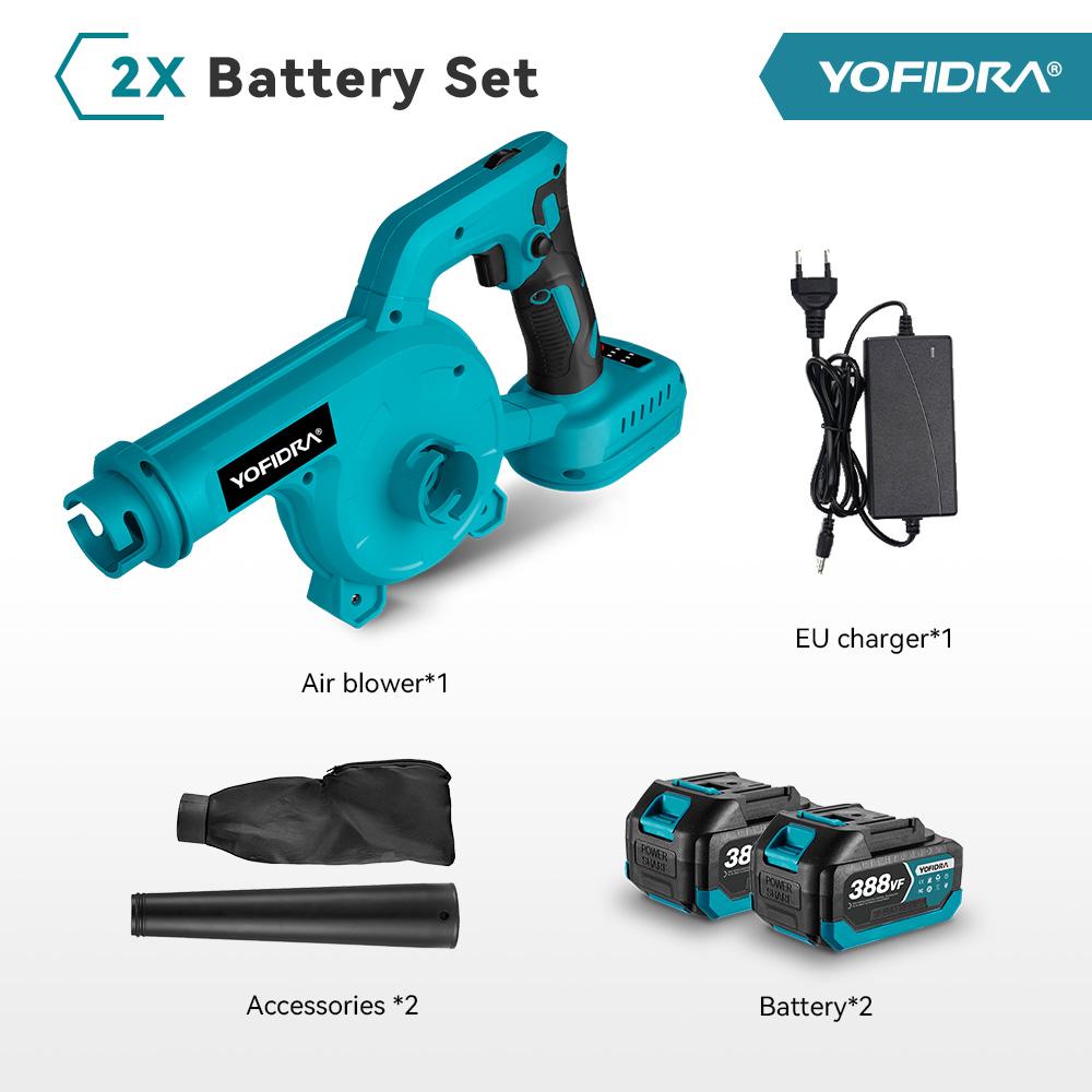 Yofidra Bürstenloser Hochleistungs-Elektro-Gebläse mit 6 Gängen, Garten- und Haushaltsstaubreinigungsgebläse, Elektrowerkzeuge für 18-V-Makita-Akkus