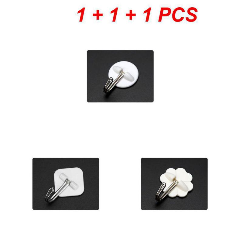 1/2/3PCS Adhesive Hook Not Damaging The Wall Smooth Adhesion White Cartoon Strong Sticky Furniture Supplies Wall Hooks