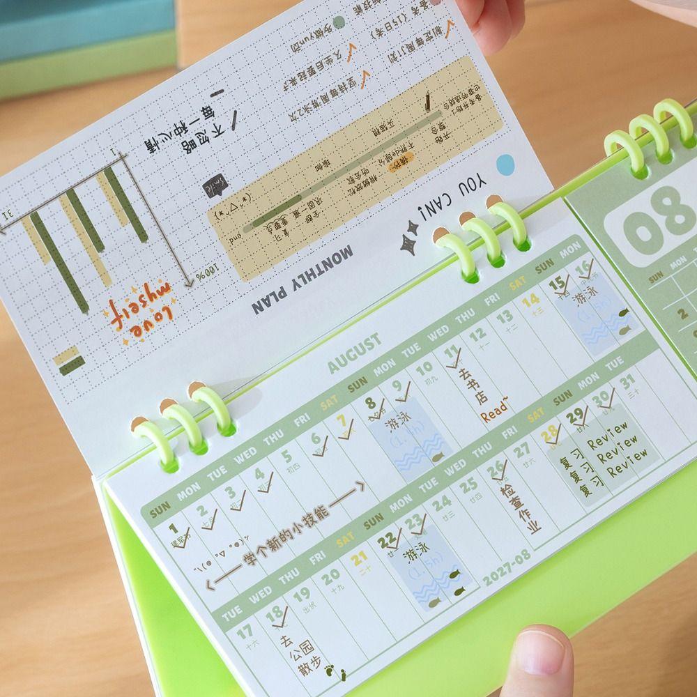 Simple Design 2027 Desk Calendar Mini Size Monthly Planner Portable Triangle Calendar Office Use
