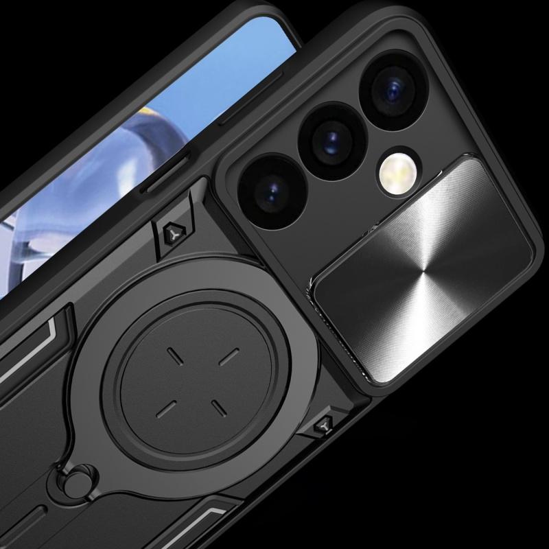 Luxury Shockproof Case For Samsung Galaxy S25 S24 Note 20 Plus Ultra Slide Lens Protector Multi Function Hard Armor Case Funda